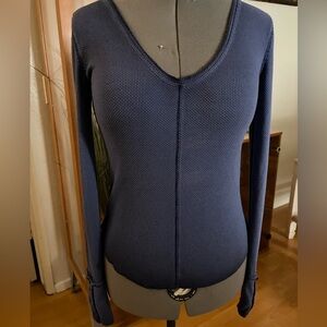 We The Free Navy Waffle-Knit Crewneck Top